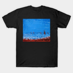 5 Yachts - Acrylic on Canvas T-Shirt